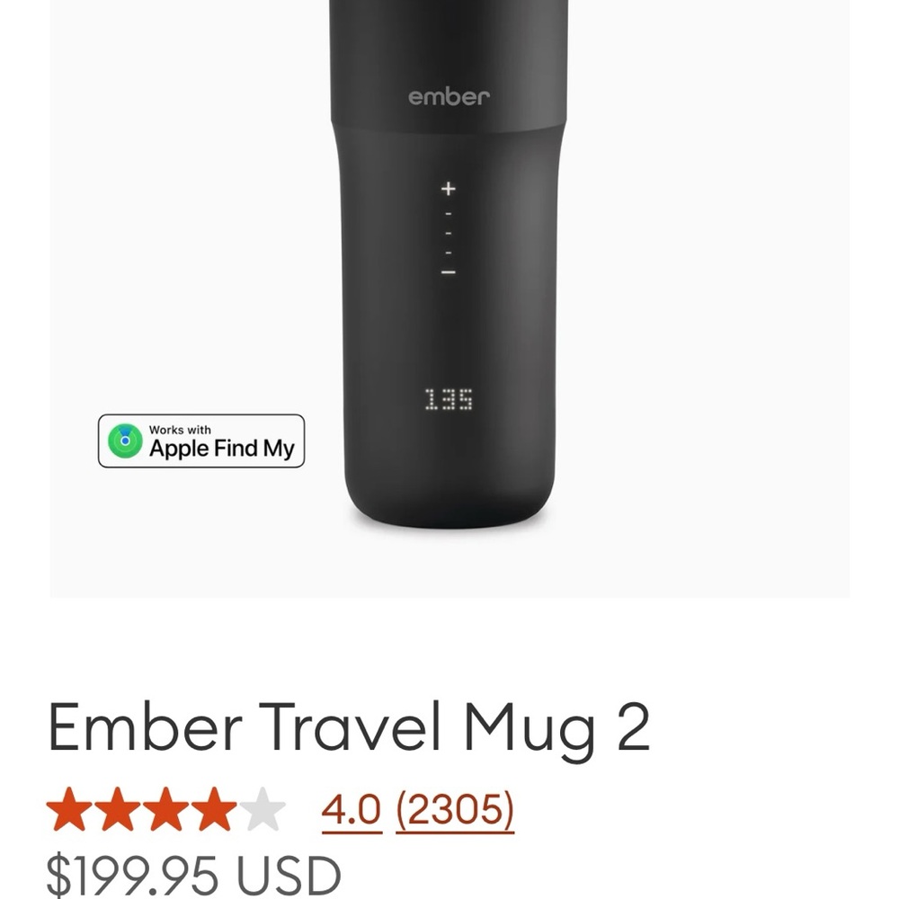 NIB Ember 2.0 Travel Mug in black